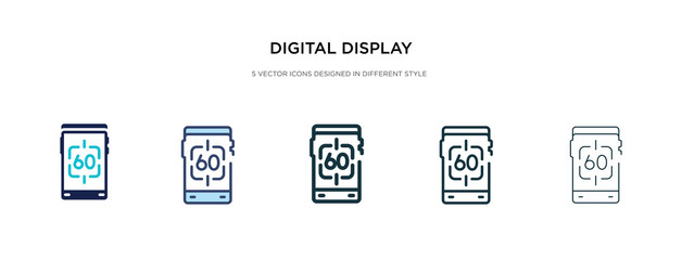 digital display 60 icon in different style vector illustration. two colored and black digital display 60 vector icons designed in filled, outline, line and stroke style can be used for web, mobile,