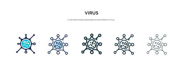 virus icon in different style vector illustration. two colored and black virus vector icons designed in filled, outline, line and stroke style can be used for web, mobile, ui