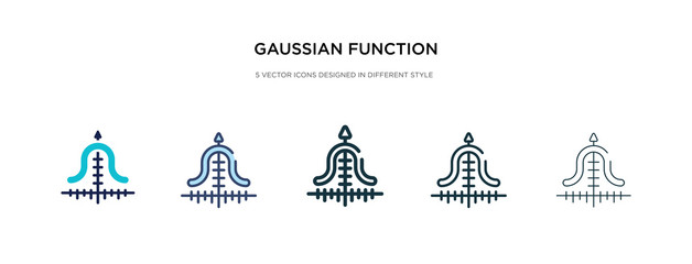 Fototapeta na wymiar gaussian function icon in different style vector illustration. two colored and black gaussian function vector icons designed in filled, outline, line and stroke style can be used for web, mobile, ui