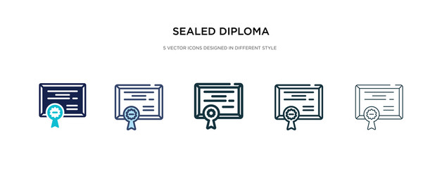 sealed diploma icon in different style vector illustration. two colored and black sealed diploma vector icons designed in filled, outline, line and stroke style can be used for web, mobile, ui