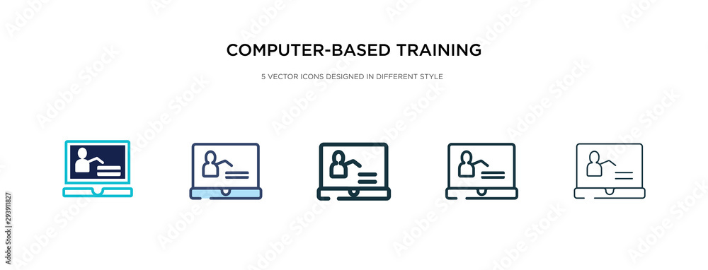 Poster computer-based training icon in different style vector illustration. two colored and black computer-