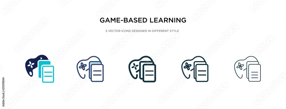 Poster game-based learning icon in different style vector illustration. two colored and black game-based le