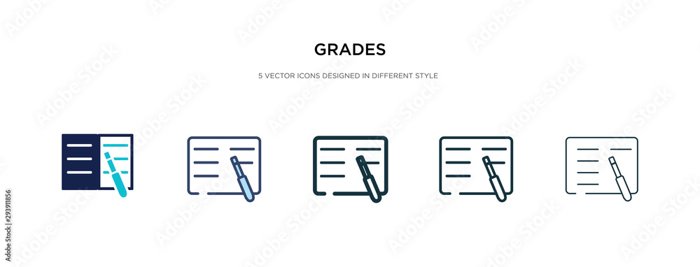 Poster grades icon in different style vector illustration. two colored and black grades vector icons design
