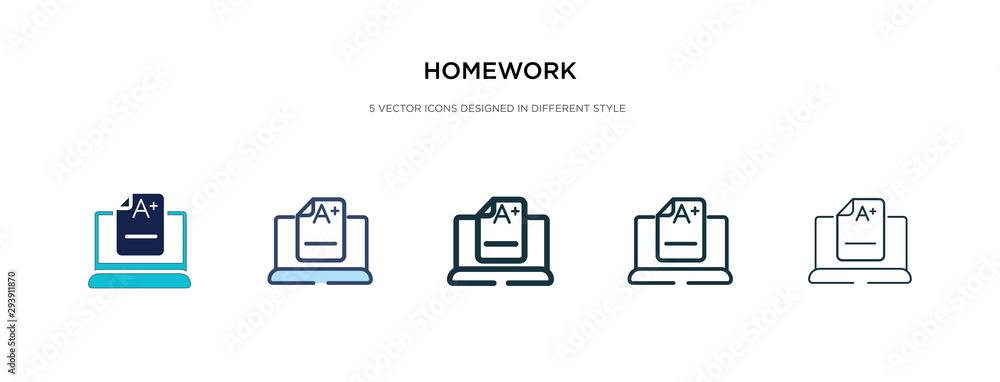 Aufkleber homework icon in different style vector illustration. two colored and black homework vector icons de