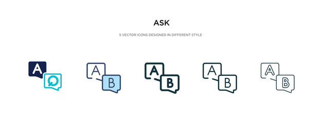 ask icon in different style vector illustration. two colored and black ask vector icons designed in filled, outline, line and stroke style can be used for web, mobile, ui