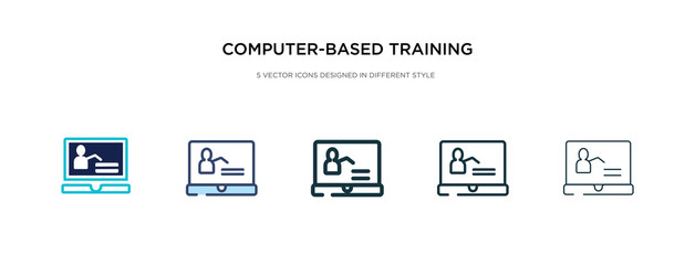 computer-based training icon in different style vector illustration. two colored and black computer-based training vector icons designed in filled, outline, line and stroke style can be used for