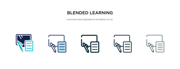 blended learning icon in different style vector illustration. two colored and black blended learning vector icons designed in filled, outline, line and stroke style can be used for web, mobile, ui