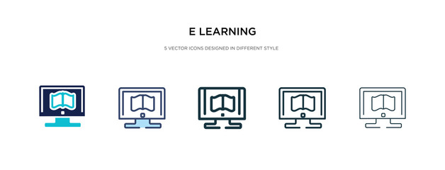 e learning icon in different style vector illustration. two colored and black e learning vector icons designed in filled, outline, line and stroke style can be used for web, mobile, ui