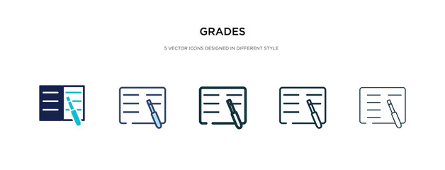 grades icon in different style vector illustration. two colored and black grades vector icons designed in filled, outline, line and stroke style can be used for web, mobile, ui