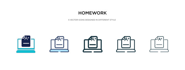 homework icon in different style vector illustration. two colored and black homework vector icons designed in filled, outline, line and stroke style can be used for web, mobile, ui
