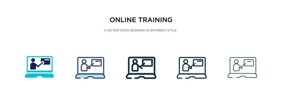 online training icon in different style vector illustration. two colored and black online training vector icons designed in filled, outline, line and stroke style can be used for web, mobile, ui