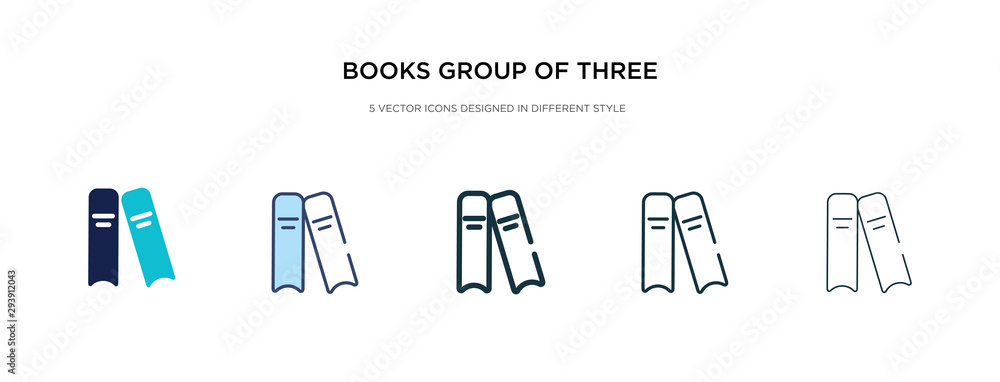 Poster books group of three from side view icon in different style vector illustration. two colored and bla