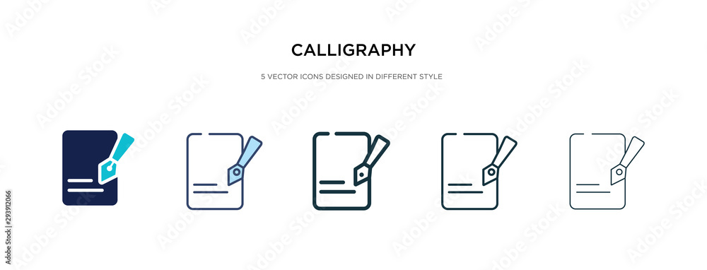 Poster calligraphy icon in different style vector illustration. two colored and black calligraphy vector ic