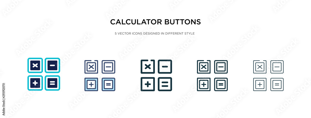 Poster calculator buttons interface icon in different style vector illustration. two colored and black calc
