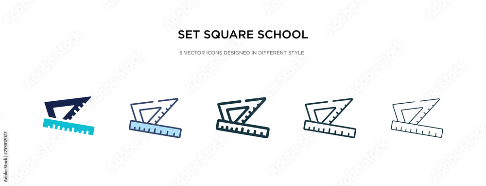 Poster set square school tool icon in different style vector illustration. two colored and black set square