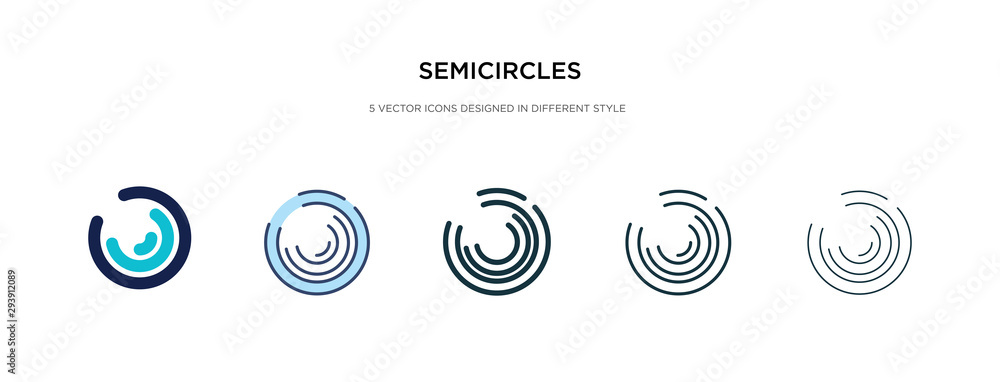Poster semicircles icon in different style vector illustration. two colored and black semicircles vector ic