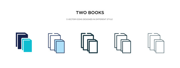 two books icon in different style vector illustration. two colored and black two books vector icons designed in filled, outline, line and stroke style can be used for web, mobile, ui
