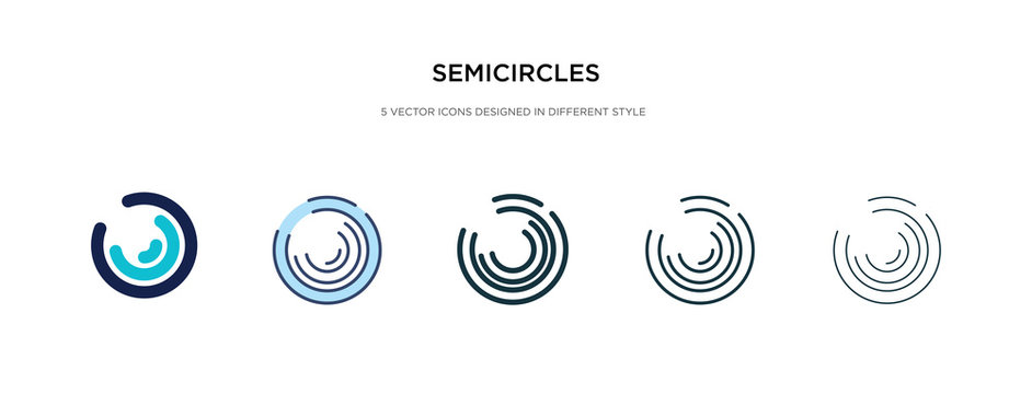semicircles icon in different style vector illustration. two colored and black semicircles vector icons designed in filled, outline, line and stroke style can be used for web, mobile, ui