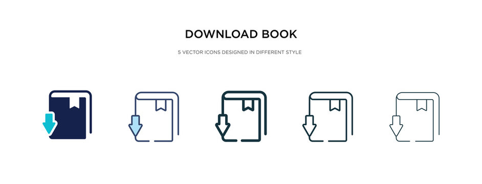 download book icon in different style vector illustration. two colored and black download book vector icons designed in filled, outline, line and stroke style can be used for web, mobile, ui