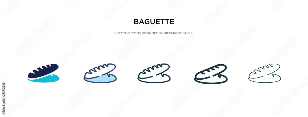 Poster baguette icon in different style vector illustration. two colored and black baguette vector icons de