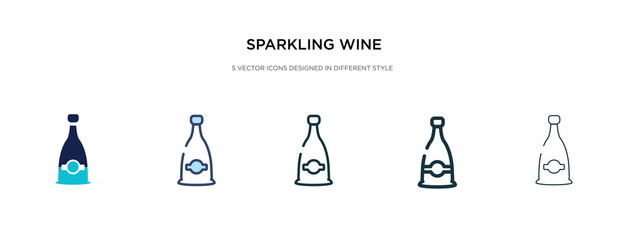 Obraz na płótnie Canvas sparkling wine icon in different style vector illustration. two colored and black sparkling wine vector icons designed in filled, outline, line and stroke style can be used for web, mobile, ui