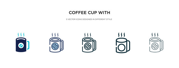 coffee cup with steam icon in different style vector illustration. two colored and black coffee cup with steam vector icons designed in filled, outline, line and stroke style can be used for web,
