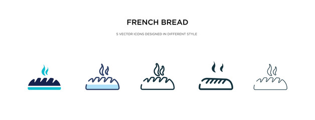 french bread icon in different style vector illustration. two colored and black french bread vector icons designed in filled, outline, line and stroke style can be used for web, mobile, ui