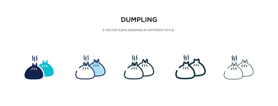 dumpling icon in different style vector illustration. two colored and black dumpling vector icons designed in filled, outline, line and stroke style can be used for web, mobile, ui