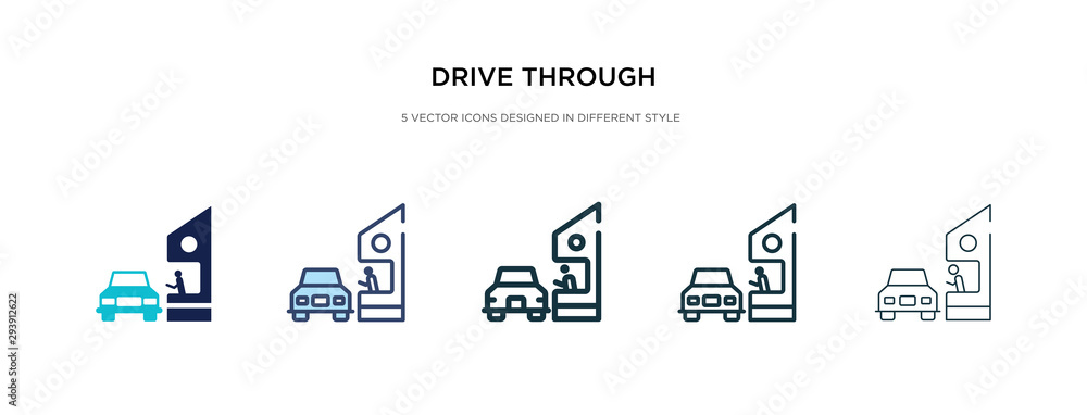 Aufkleber drive through icon in different style vector illustration. two colored and black drive through vecto