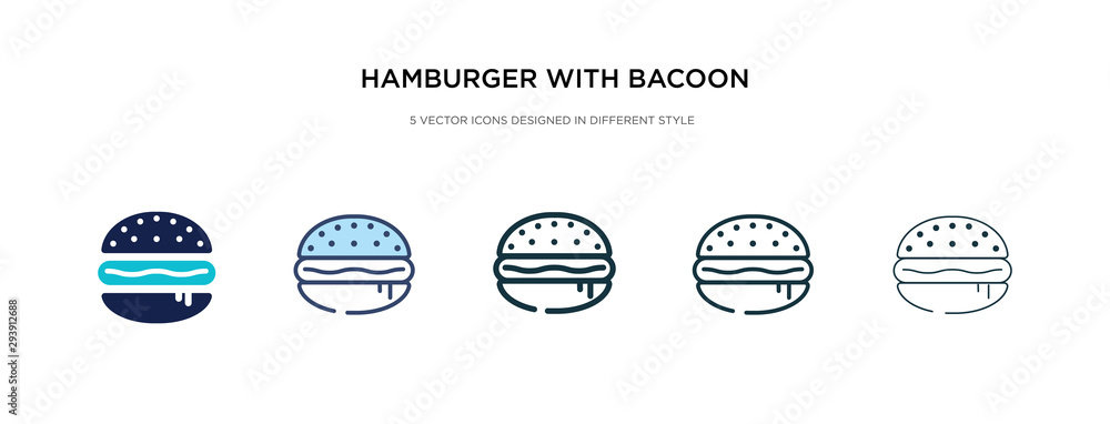 Poster hamburger with bacoon icon in different style vector illustration. two colored and black hamburger w