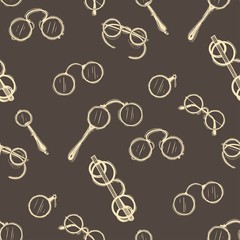 Vector seamless pattern with hand drawn vintage glasses. Beautiful design elements, perfect for prints and pattern.
