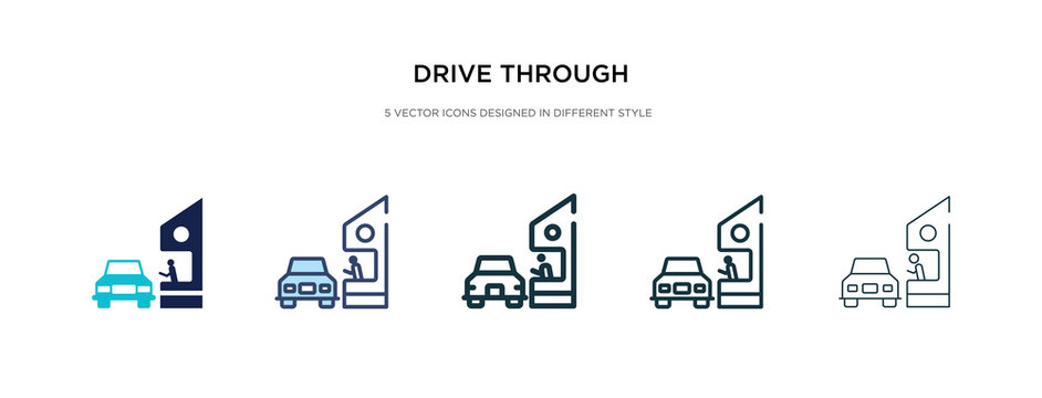 drive through icon in different style vector illustration. two colored and black drive through vector icons designed in filled, outline, line and stroke style can be used for web, mobile, ui