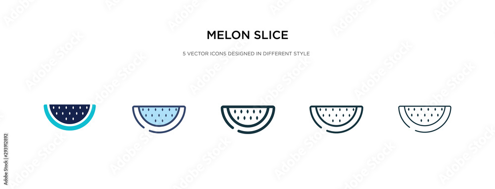 Poster melon slice icon in different style vector illustration. two colored and black melon slice vector ic