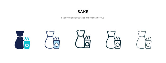 sake icon in different style vector illustration. two colored and black sake vector icons designed in filled, outline, line and stroke style can be used for web, mobile, ui