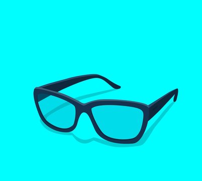 glasses on a white background. Modern glasses icon isolated on white background vector illustration of elegance spectacles in black frame, eyeglasses with lense, eyewear model