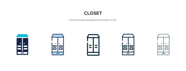 closet icon in different style vector illustration. two colored and black closet vector icons designed in filled, outline, line and stroke style can be used for web, mobile, ui