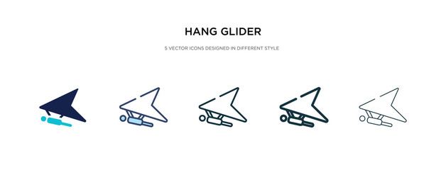 hang glider icon in different style vector illustration. two colored and black hang glider vector icons designed in filled, outline, line and stroke style can be used for web, mobile, ui