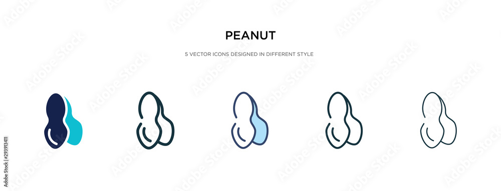 Poster peanut icon in different style vector illustration. two colored and black peanut vector icons design