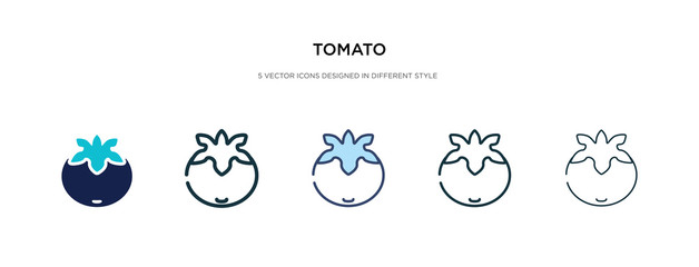 tomato icon in different style vector illustration. two colored and black tomato vector icons designed in filled, outline, line and stroke style can be used for web, mobile, ui