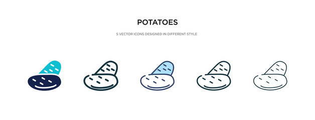 potatoes icon in different style vector illustration. two colored and black potatoes vector icons designed in filled, outline, line and stroke style can be used for web, mobile, ui