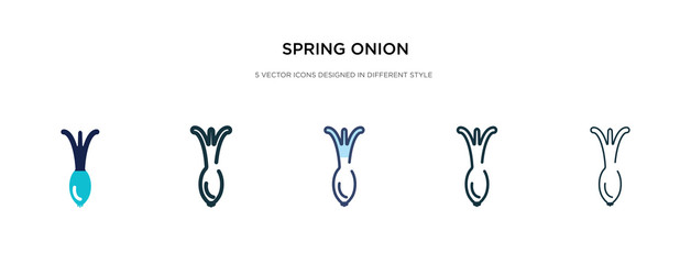 spring onion icon in different style vector illustration. two colored and black spring onion vector icons designed in filled, outline, line and stroke style can be used for web, mobile, ui