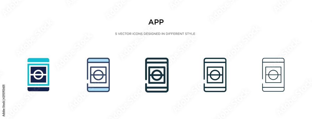 Poster app icon in different style vector illustration. two colored and black app vector icons designed in 
