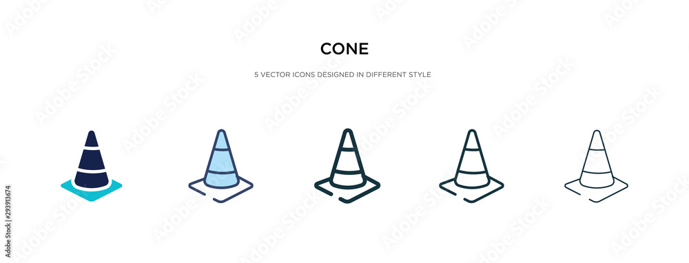 Poster cone icon in different style vector illustration. two colored and black cone vector icons designed i