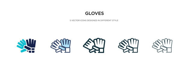 gloves icon in different style vector illustration. two colored and black gloves vector icons designed in filled, outline, line and stroke style can be used for web, mobile, ui