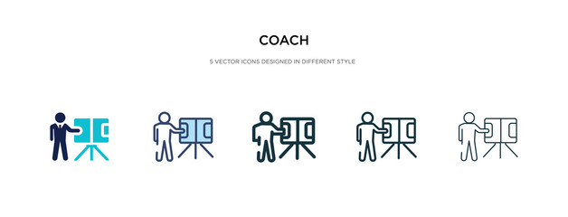 coach icon in different style vector illustration. two colored and black coach vector icons designed in filled, outline, line and stroke style can be used for web, mobile, ui