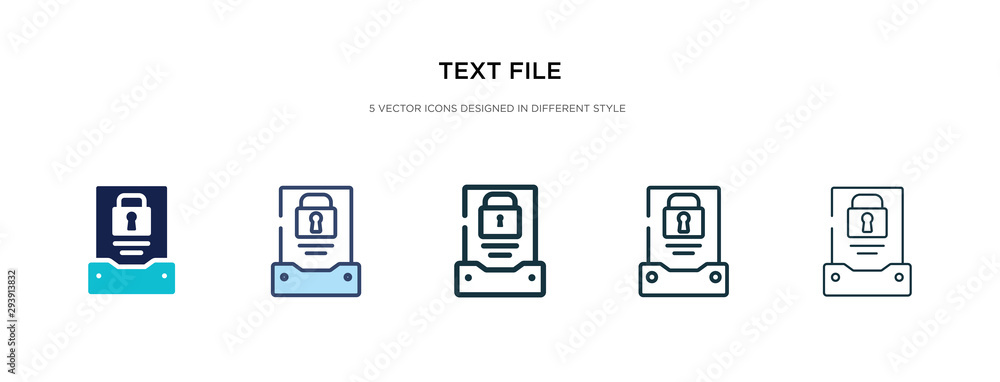Poster text file icon in different style vector illustration. two colored and black text file vector icons 