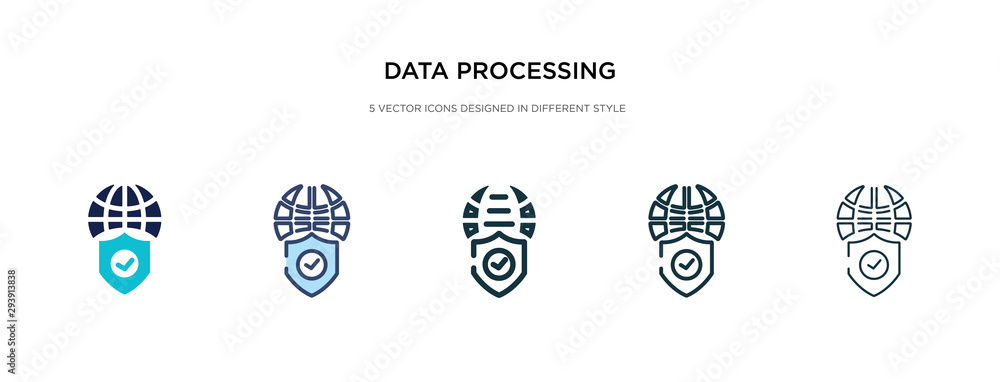 Poster data processing icon in different style vector illustration. two colored and black data processing v