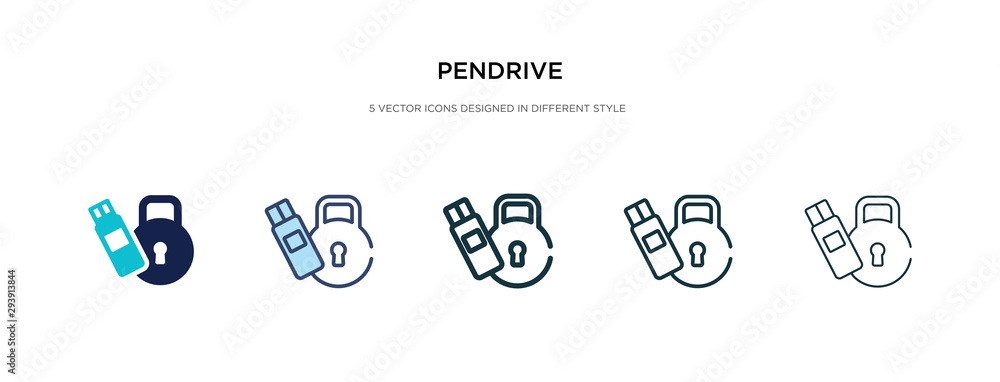 Poster pendrive icon in different style vector illustration. two colored and black pendrive vector icons de