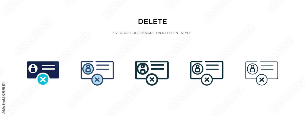 Poster delete icon in different style vector illustration. two colored and black delete vector icons design