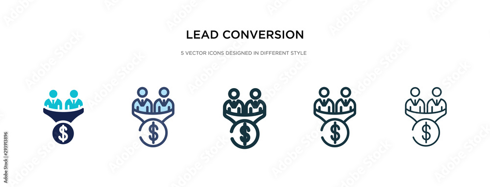 Poster lead conversion icon in different style vector illustration. two colored and black lead conversion v